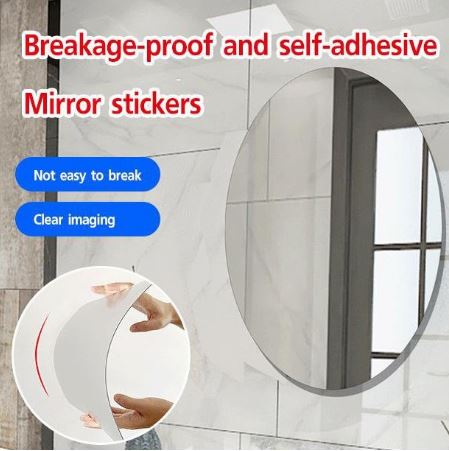 Oval Shaped Plastic Mirror, Flexible Self Adhesive Mirror Sticker