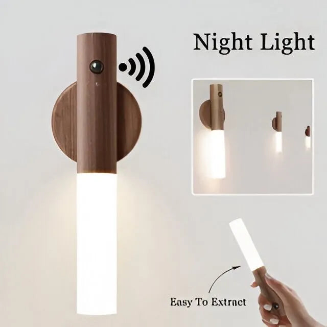 AI Intelligent 2 in 1 Motion Induction Wooden Shade Self Adhesive Tube Light