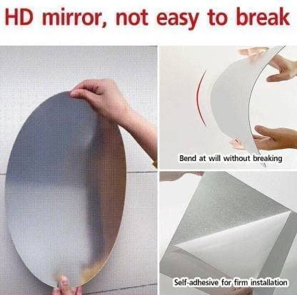 Oval Shaped Plastic Mirror, Flexible Self Adhesive Mirror Sticker