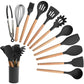 12 pcs Silicone Utensil Set With Wooden Handle