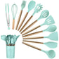 12 pcs Silicone Utensil Set With Wooden Handle