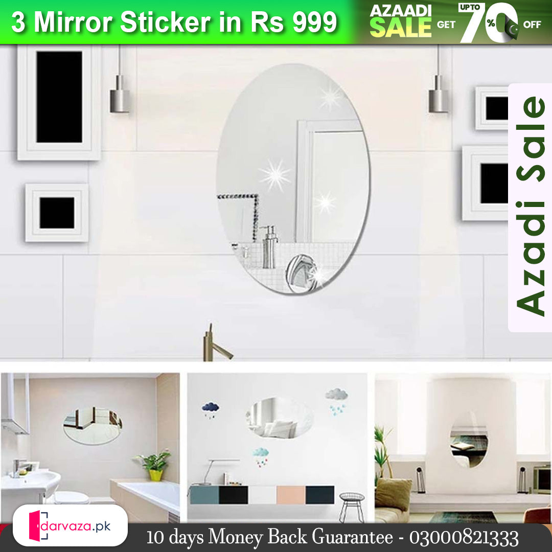 Oval Shaped Plastic Mirror, Flexible Self Adhesive Mirror Sticker