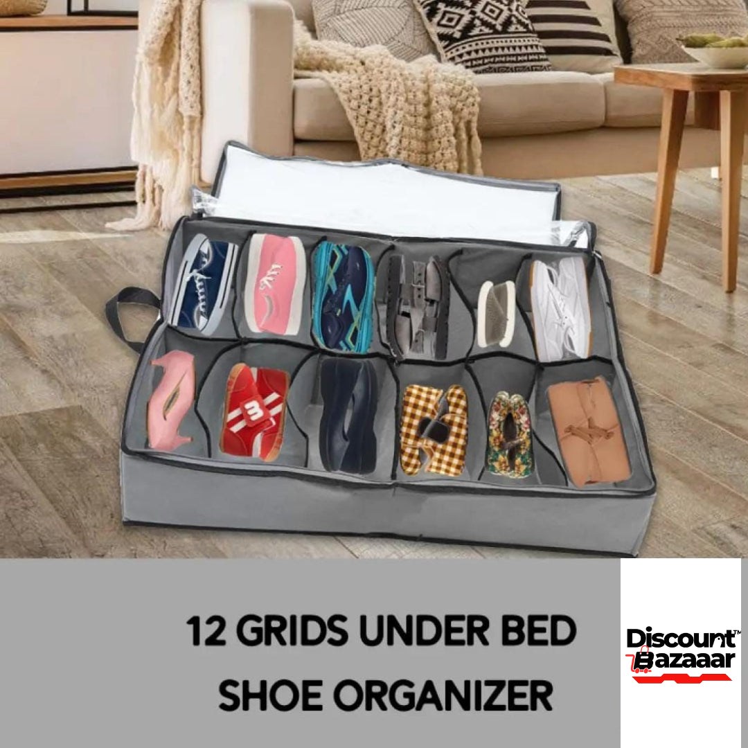 Shoe Organizer 12 Pairs Under Bed Storage Bag