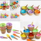 Kids Child Cute Cartoon Cone Ice Cream Bowl Spoon Set Plastic Dessert Tableware - Pink Sounds Beauty