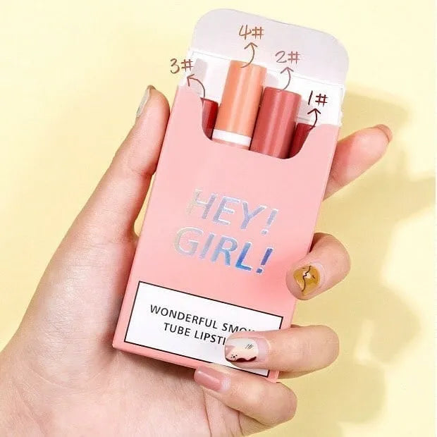 Heng Fang HEY GIRL Matte Wonderful Smoke Tube Lipstick (4 lipstick in one packet)